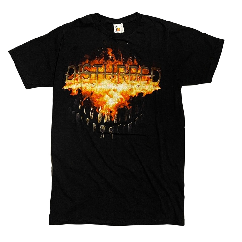 Disturbed Immortalized Band T-Shirt Mens Medium Black Bay Island Heavy Metal Tee